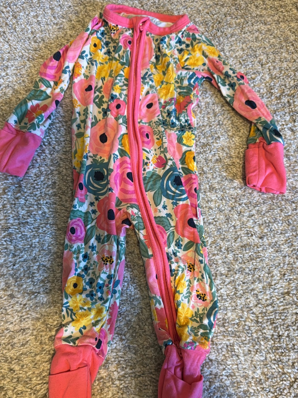 Little Sleepies Pink Floral Zip One-Piece Footie